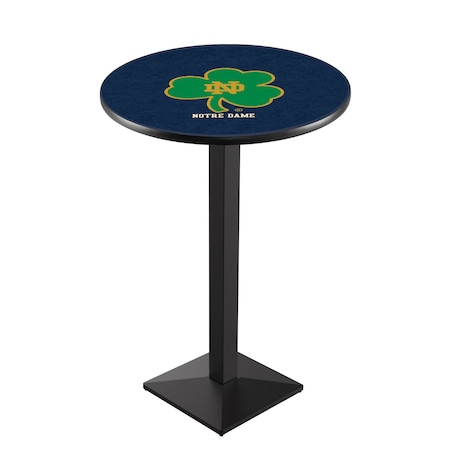 Holland Bar Stool Co 36" Blk Wrinkle Notre Dame Shamrock Pub Table, 36" dia. Top L217B3636ND-Shm